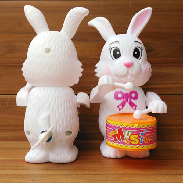 Funny Cute Kid Girls Rabbit Drumming Toy Clockwork Wind-Up Developmental Toy Gift Cartton Rabbit Drumming Toy 2pcs/set random color