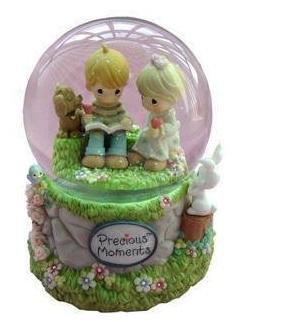 Promotion delicate toys two lovers music box snow globe snowflakes birthday gift 