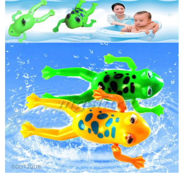 For Baby kids Bathroom Tub Bathing Toy Clockwork Wind UP Plastic Bath Frog Pool 2 Colors