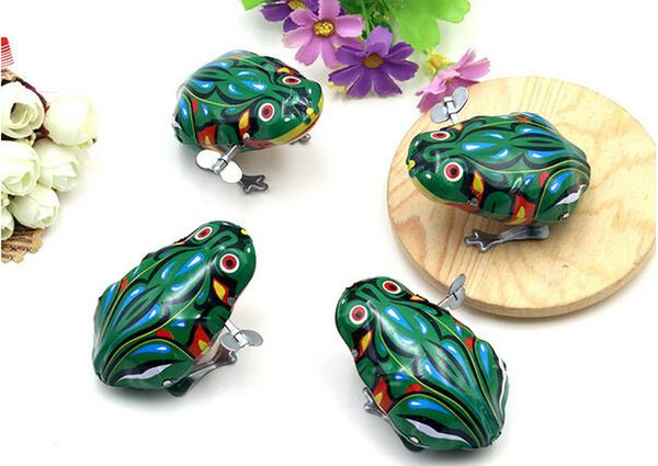 New Style Frog Clockwork Toys Vintage Toy Childhood Classic Reminiscence Wind-up Toys Children's Gifts Tin frog Toy