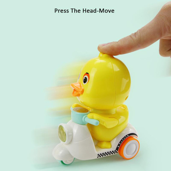 Wholesale Happy Duck Diecast Car Toy ABS Mini Cartoon Cute Pull Back Motorcycle Gift Toys For Children Birthday gift do not Need Batteries