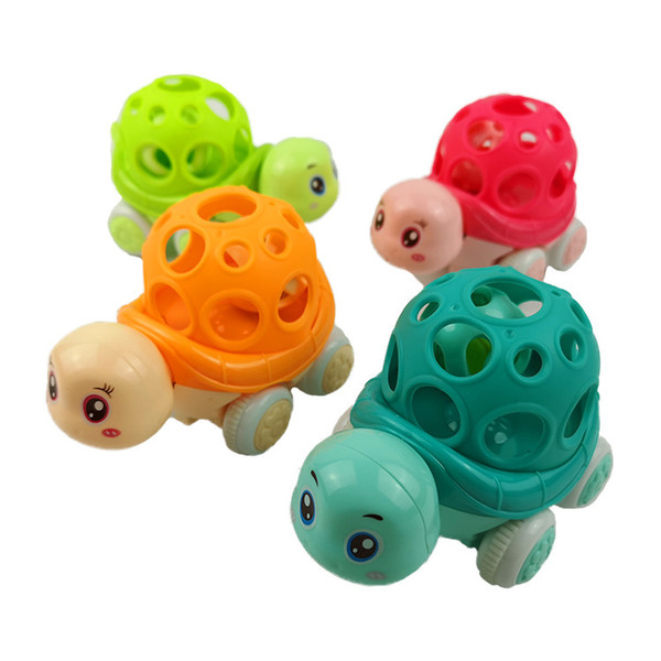 24 Pieces Soft plastic inertia toy car baby teether animal wind up toys tortoise anti-fall car shaking bell car baby colorful ball