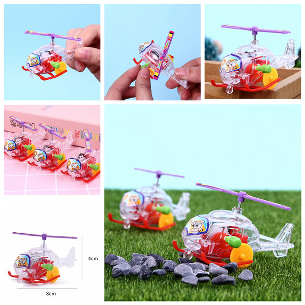 Transparent Mini Aircraft Toys Airplane Wind-up Clockwork Toys children 's educational toys aircraft plastic Helicopter Xmas Toy FFA1199
