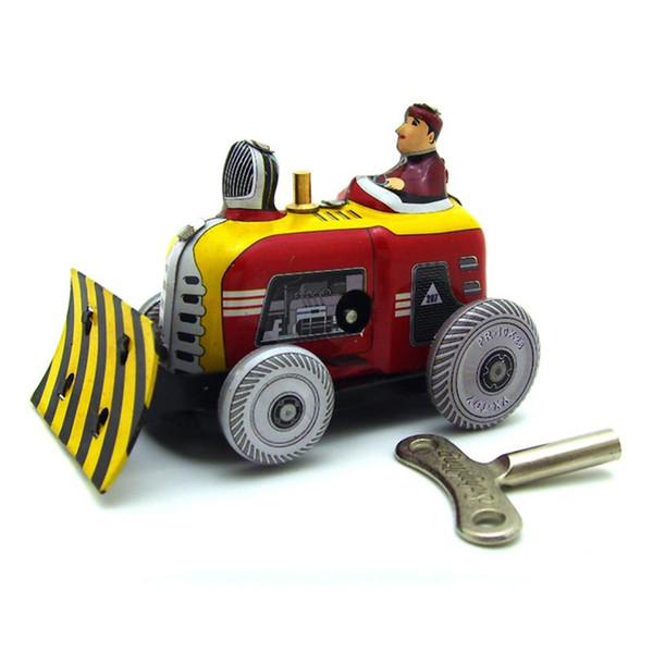 Classic Vintage Clockwork Bulldozer Nostalgic Wind Up Children Kids Tin Toys With Key Fun Toy Gift For Children