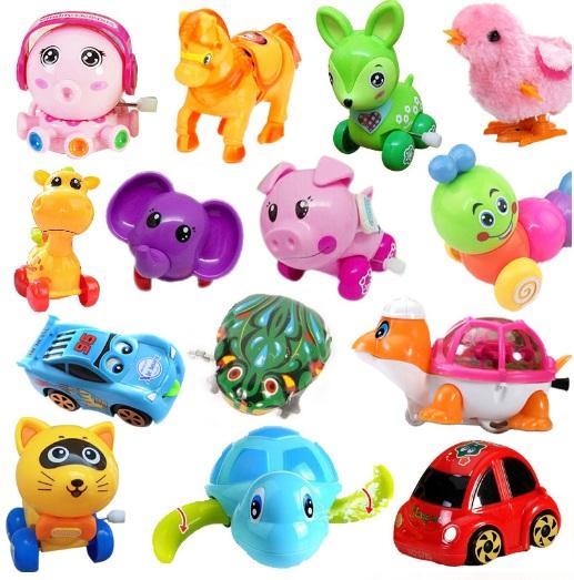 Kids Classic Clockwork Toys Wind-up toy Cartoon Animal Frog Giraffe Dinosaur pig Car Fish the best Gift for baby Kids Mix Design