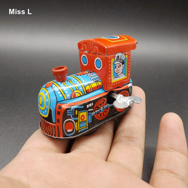 Vintage Metal Tin Locomotive Clockwork Wind Up Toy Collectible Gift Kid Train Brain Teaser IQ Game Toy