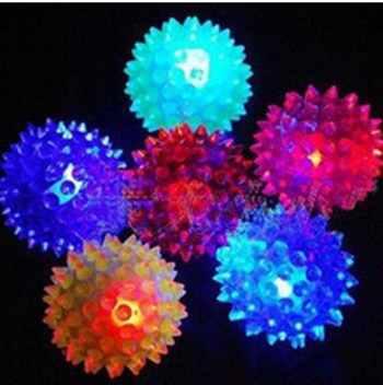 24pcs lots LED Flashing Ball Light ball bouncing ball flashing spiky ball music ball elastic ball light-up toy