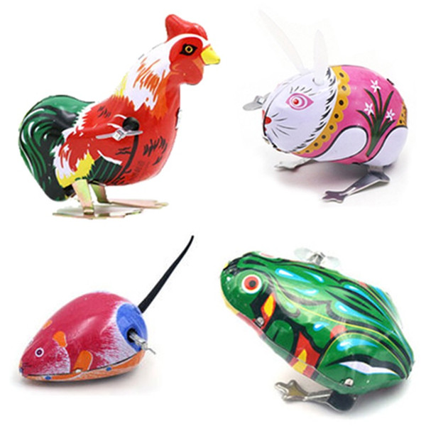 20pcs Kids Classic Tin Wind Up Clockwork Toys Jumping Frog Vintage Toy Animal Action Figures Toy for Children