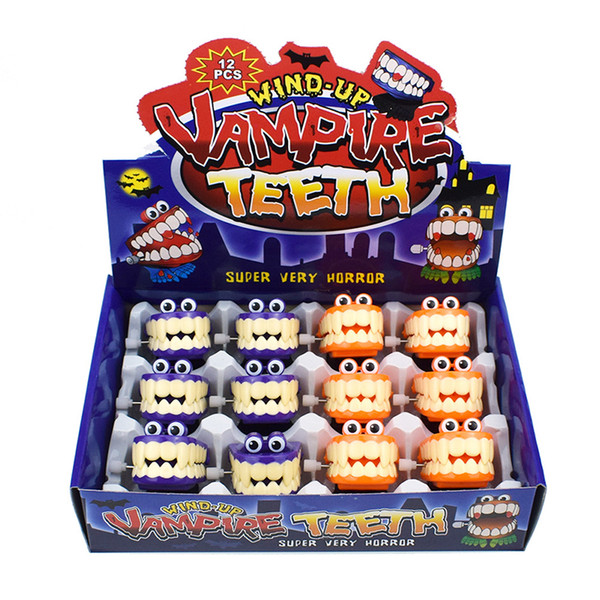 Orange or Purple Wind-up Toy Cute Vampire Ghosts Tooth with Eyes Walking Babbling Teeth Clockwork Toys Halloween Gift