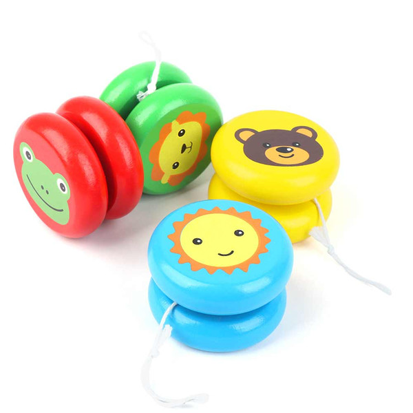 Cute Animal Prints Wooden Yoyo Toys Kids Creative Yo Yo Toys For Children Yoyo Ball Hand-Eye Coordination Development Toy