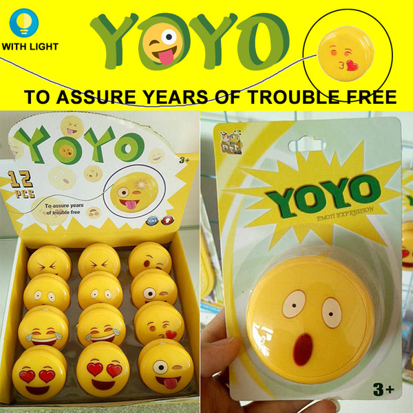 Emoji Universe: Emoji Faces Light Up Yo-Yos Yellow Smiling YoYo Assorted 12pack Display box Kids Toys Christmas gift