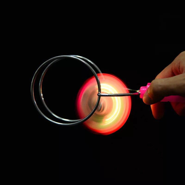 200pcs Flashing LED Fidget Spinner Top Magnetic Gyro Wheel Track Toy Magic Fantasy Laser Light Gyro Bauble Colorful Novelty YOYO Games