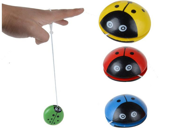 toy Creative Wooden Children Toys Hand Painting Lovely Ladybug Yoyo For Kids Free Shipping GYH S30