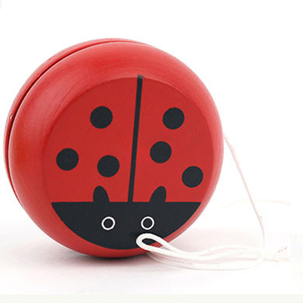 Random Color!!! Wooden Ladybug Design YOYO Kids Play Toys Fun Sports Classic String Toy YOYO Ball