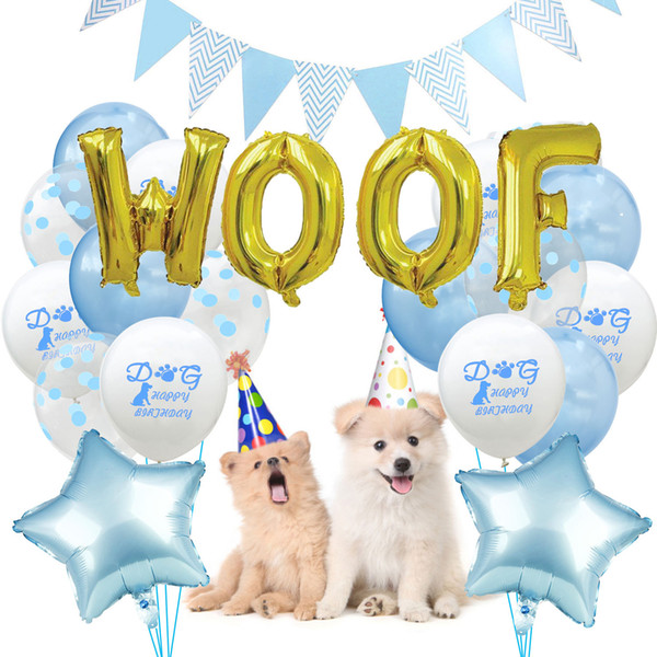 HOT 23pc/set Woof Puppy Dog Happy Birthday Party Ballon Set Banner Decoration Party Set Garland Letter