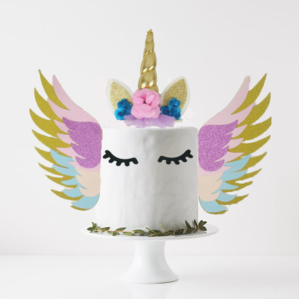 Unicorn Cake Toppers Unicornio Horn Ears Cake Decorations Cupcake Toppers Baby Birthday Party Decorations Baking Tools