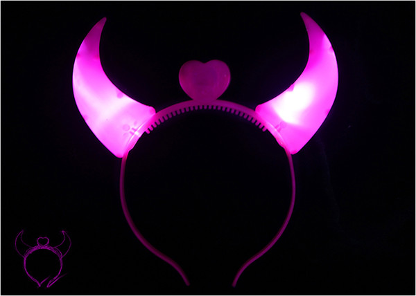 Hot Sale Halloween Kids toy party decoration headband glow big horns headdress free shipping
