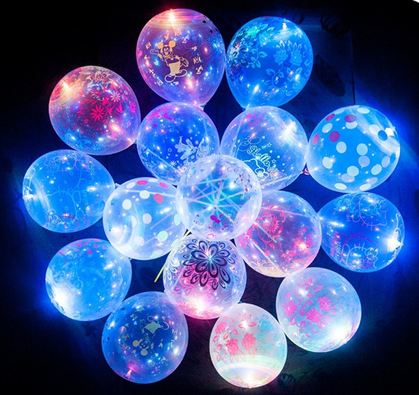 12 inch LED transparent luminous balloons, printed balloons, cartoon balloons and other thick latex flash balloons 50 Pack