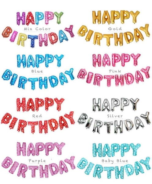 2019 HOT 16inch 8 Colors Happy Birthday English Alphabet Party Ballon Decoration Party Set Kids Letter