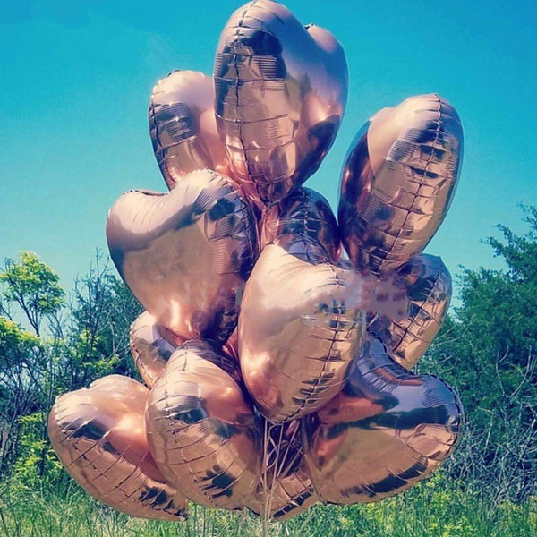 The new 18-inch rose gold pink love foil heart-shaped helium balloon wedding birthday party balloon decoration wholesale balloons 50 Pack