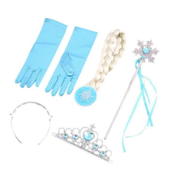 Brand new and high quality Girl 4 Pcs Frozen Princess Hair Accessory Crown Wig Magic Wand Glove Cosplay