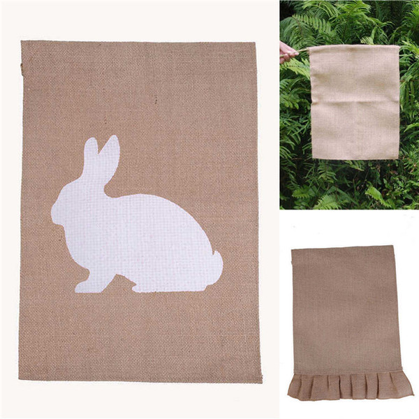 Easter Bunny DIY Burlap Garden Flags House Decorative Hanging Flag Courtyard Printed Ads Flags 