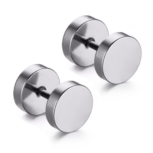 8mm Barbell Earrings Dumbbell Earrings Carbon Fiber Men's And Women's Stainless Steel Stud Earrings 1 Pair
