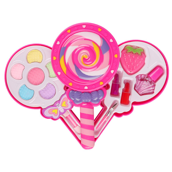Princess Pretend Play Kid Make Up Toys Makeup lollipop Simulation Toy For Girls Dressing Cosmetic Travel Box