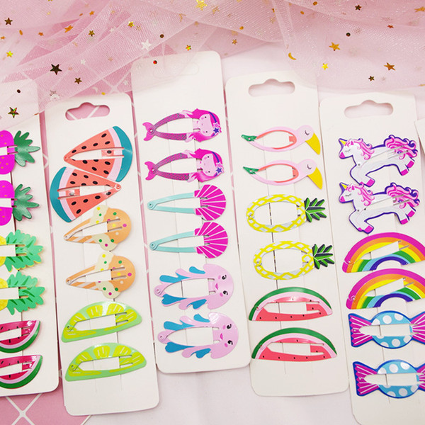 150pairs 3.5cm Kids Cute Cartoon Fruits Food Shape Hair Clips Girls Baking Paint Hairpin Barrette Multi Hair Accessaries Headwear AIJILE