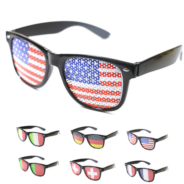 36colors World Cup National Flag Retro Glasses Foot Game Unisex Glasses Party Favors Photo Booth Props Accessories Fans Gift
