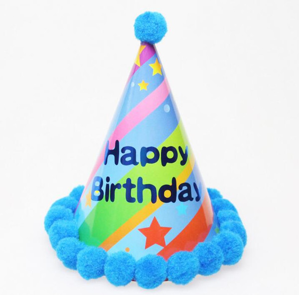 Baby birthday party hat plush ball party point hat baby child adult dress up supplies birthday hat 20cm wholesale 
