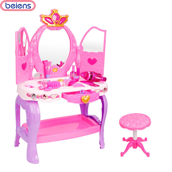 Beiens Brand Toys 19 Pcs Children Kids Baby Girl's Cute Lovely Toy Fashion Makeup Chair Make Up Table Set Dresser Free Shipping