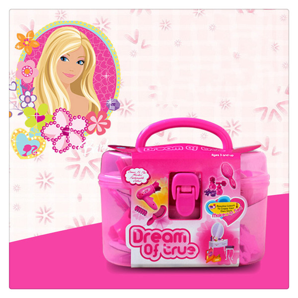 Kids Beauty Salon Toys Beauty Case with Hairdryer Comb Perfume Bottle Lipstick Girls Pretend Play Toys Set Girl's Favourite Gift