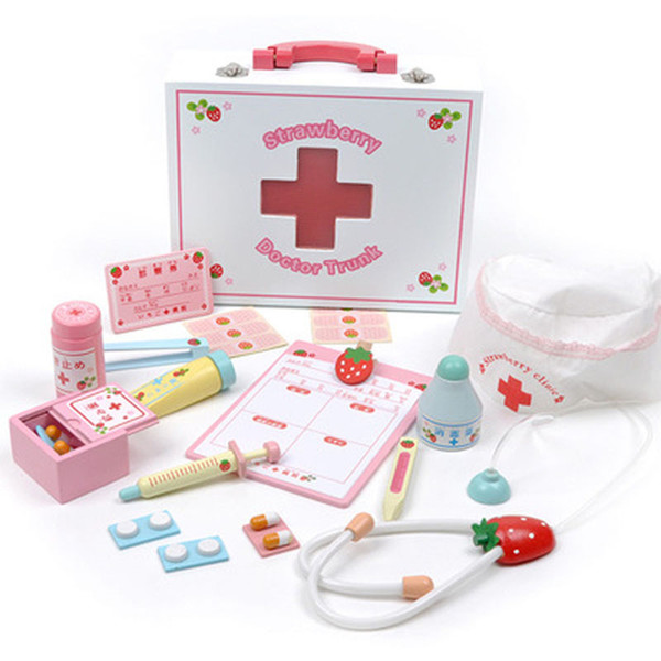 Wooden Doctor Set Toy Suitcases Simulation Medicine Box Pretend Play Role Play Learning Education Children Gift