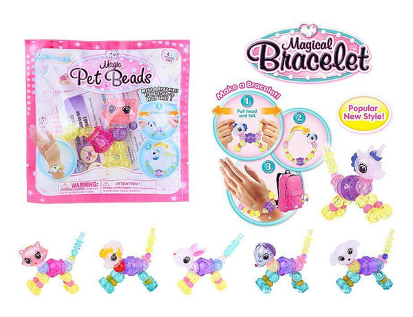 Magic Bracelet Collectible Bracelet Set 8 Designs Dog Puppy Bunny Unicorn Make a Bracelet or Twist into a Pet Toys for Kids