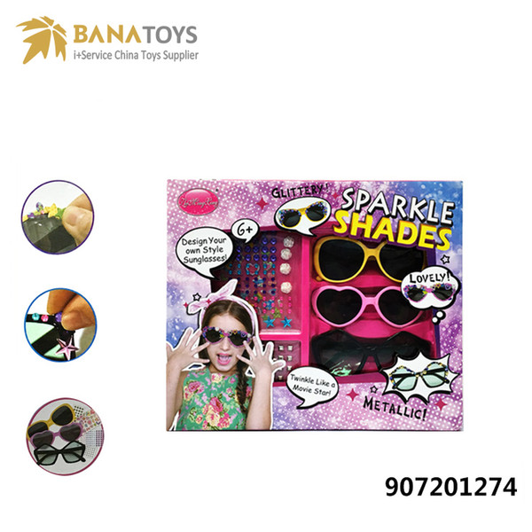 2018 Plastic Fashion DIY Glasses Toy Custom Sunglasses Sparkle Shades Sunglasses Included Instructions Children Toys Gift Free Shipping
