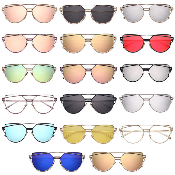 wholesale Vintage Lady Rose Gold Cat Eye Sunglasses Women Brand Design Twin-Beams Optical Eyeglasses Frame Men Sun Glasses For Female toys