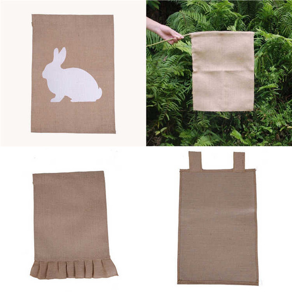 Easter Bunny DIY Burlap Garden Flags House Decorative Hanging Flag Courtyard Printed Ads Flags Free Shipping 4 Styles 12