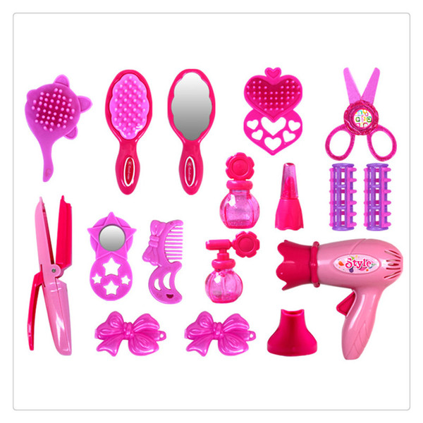 Kids Beauty Salon Toys Beauty Case with Hairdryer Comb Perfume Bottle Lipstick Girls Pretend Play Toys Set Intellectual Development