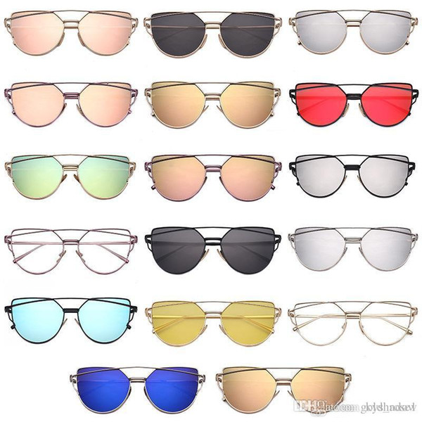 wholesale Vintage Lady Rose Gold Cat Eye Sunglasses Women Brand Design Twin-Beams Optical Eyeglasses Frame Men Sun Glasses For Female toys