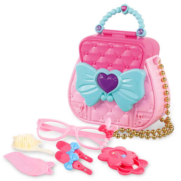 Girls Makeup Toys Kids Pretend Play Safety Non-toxic Makeup Kit Girls Dressing Cosmetic Box Shoulder Bag Beauty Toys