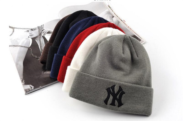 Hot sale Winter Warm Knitted Hat NY Letters Embroidered Beanie For Unisex Fashion Outdoor skiing Caps