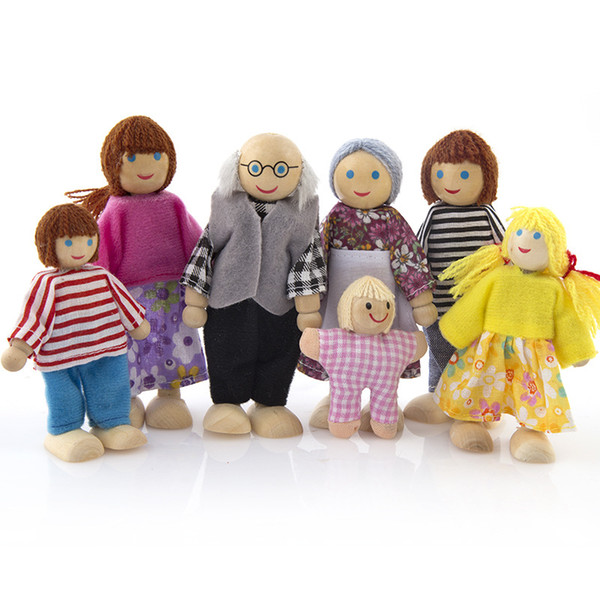 Families life situational role play toy Cute alive dolls house Hand and foot joints can move Nesting dolls wooden children toys