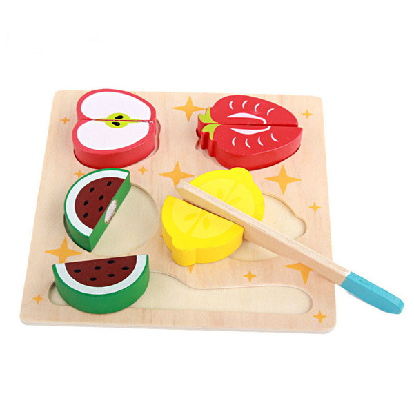 Baby Wooden Pretend Play Toys Classic 5pcs Food Fruit Cutting Blocks Kitchen Toys For Children Kids Girls Toys Set Best Gifts