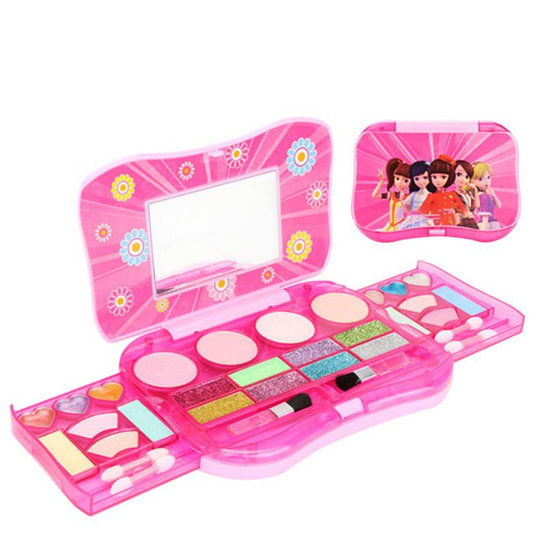 Children's Washable Makeup Set With Flashing Cosmetic Case Children Role Playing Party Makeup Box Pretend Toy