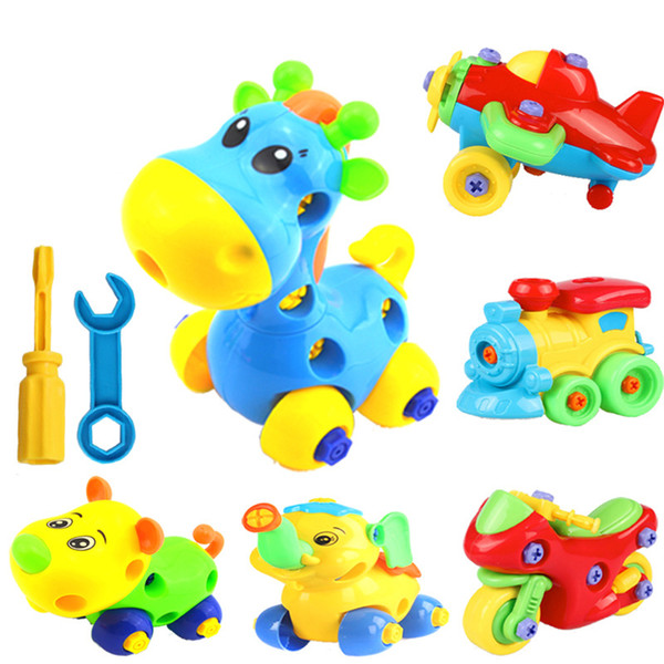 6 Pcs/set Children baby Tool toys Kit Educational Disassembling DIY plastic Car Plane model cute Tool Toys for boys girls Gift