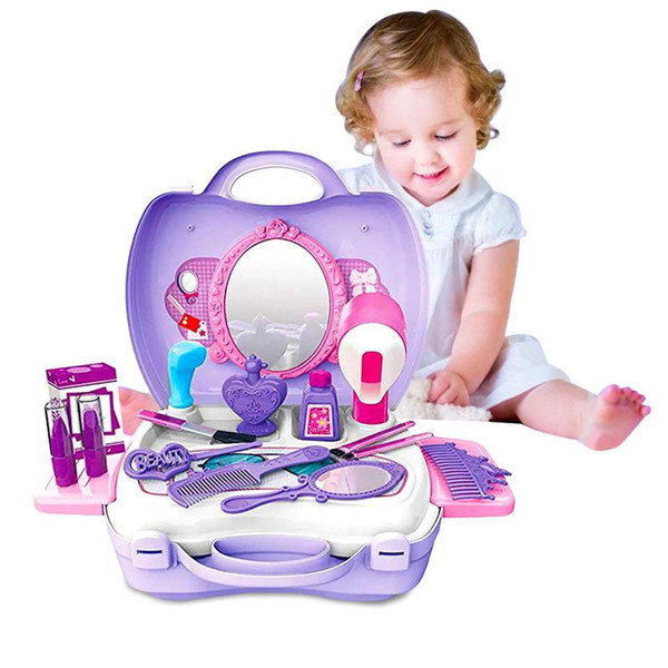 1 Set New Children Beauty Kids Make Up Cosmetic Bag Carry Case Pretend Play Toys Hair Dryer Gift Set Children Girls Toys