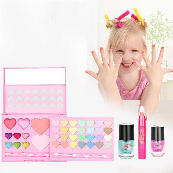 Portable Kids Girls Makeup Toys Set Friendly Non-toxic Pretend Cosmetics Kit For Little Girl DIY Make Up Pretend Play Toy