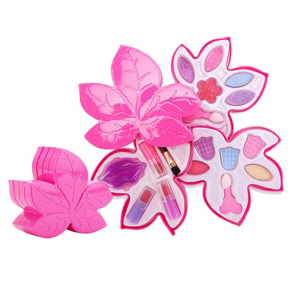 Pretend Play Beauty Toy Cosmetics Girls Kids Makeup Toy Leaf Shaped Cosmetic toys For Children Eyeshadow Box Palette Box Sets