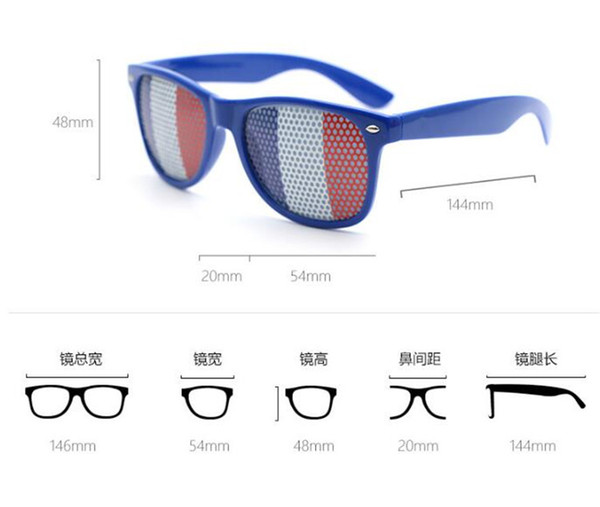 36colors World Cup National Flag Retro Glasses Foot Game Unisex Glasses Party Favors Photo Booth Props Accessories Fans Gift 